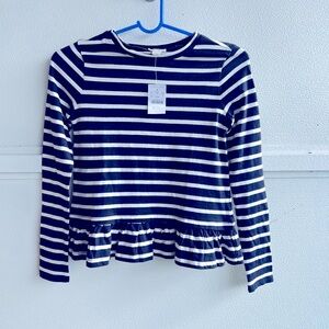 Girls J. Crew Crewcuts Coastal Navy/White Striped Long Sleeve Top girls L New